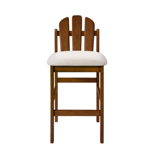 English Elm Liora Mid-Century Rubberwood Counter Stools with Upholstered Seats Set of 2 Beige/Walnut N775P446339B