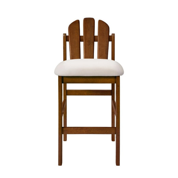 English Elm Liora Mid-Century Rubberwood Counter Stools with Upholstered Seats Set of 2 Beige/Walnut N775P446339B