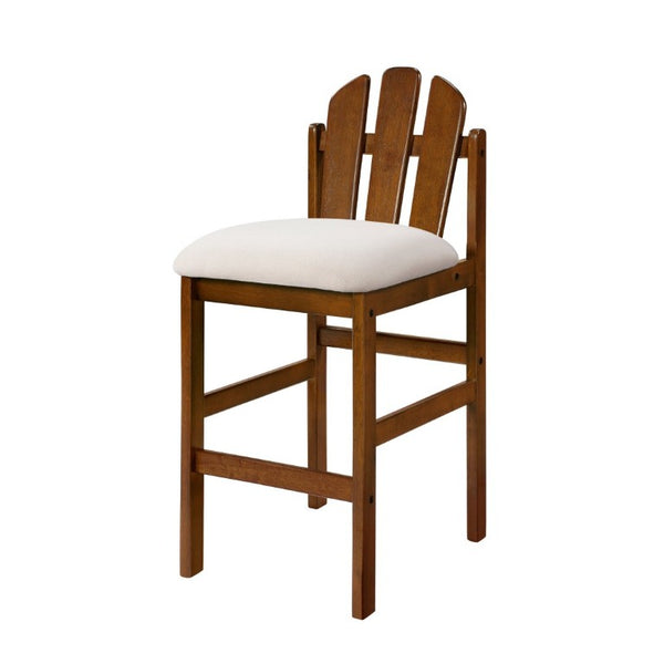 English Elm Liora Mid-Century Rubberwood Counter Stools with Upholstered Seats Set of 2 Beige/Walnut N775P446339B