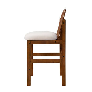 English Elm Liora Mid-Century Rubberwood Counter Stools with Upholstered Seats Set of 2 Beige/Walnut N775P446339B