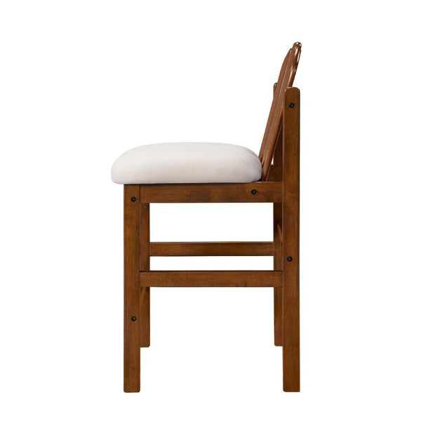 English Elm Liora Mid-Century Rubberwood Counter Stools with Upholstered Seats Set of 2 Beige/Walnut N775P446339B