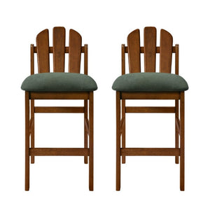 English Elm Liora Mid-Century Rubberwood Counter Stools with Upholstered Seats Set of 2 Green/Walnut N775P446339G