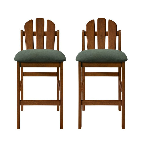 English Elm Liora Mid-Century Rubberwood Counter Stools with Upholstered Seats Set of 2 Green/Walnut N775P446339G