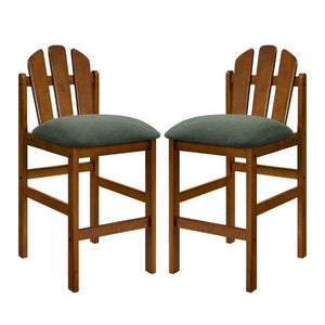 English Elm Liora Mid-Century Rubberwood Counter Stools with Upholstered Seats Set of 2 Green/Walnut N775P446339G