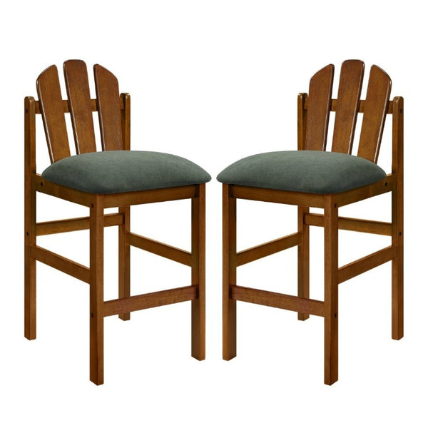 English Elm Liora Mid-Century Rubberwood Counter Stools with Upholstered Seats Set of 2 Green/Walnut N775P446339G