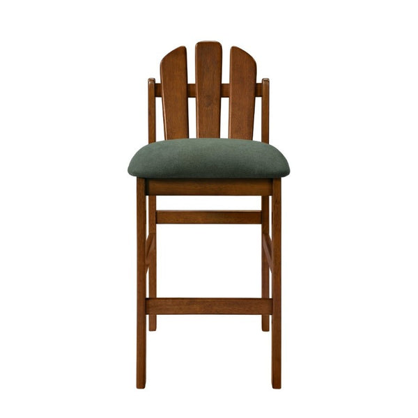 English Elm Liora Mid-Century Rubberwood Counter Stools with Upholstered Seats Set of 2 Green/Walnut N775P446339G