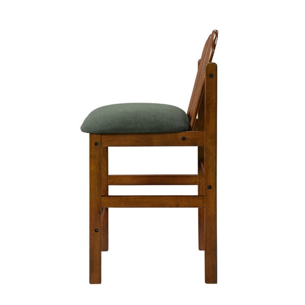 English Elm Liora Mid-Century Rubberwood Counter Stools with Upholstered Seats Set of 2 Green/Walnut N775P446339G