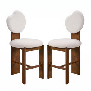 English Elm Kala Mid-Century Rubberwood Boucle Counter Stools Walnut Finish for Kitchen Islands N775P446354W