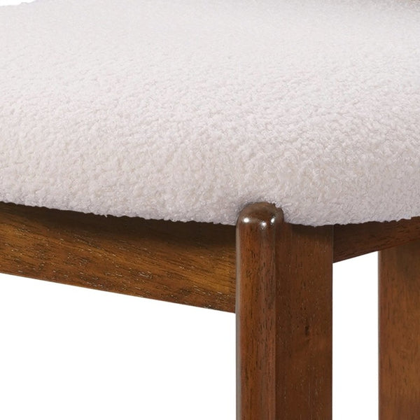 English Elm Kala Mid-Century Rubberwood Boucle Counter Stools Walnut Finish for Kitchen Islands N775P446354W