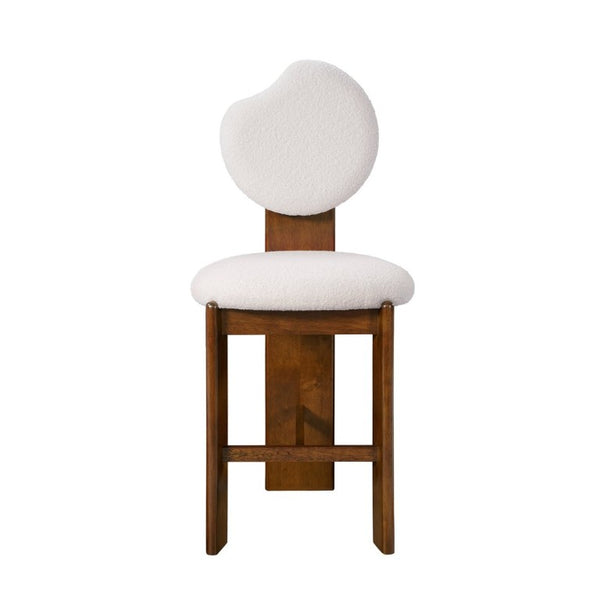 English Elm Kala Mid-Century Rubberwood Boucle Counter Stools Walnut Finish for Kitchen Islands N775P446354W
