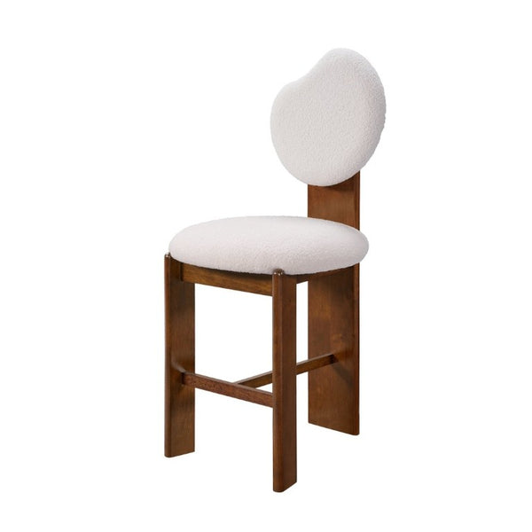 English Elm Kala Mid-Century Rubberwood Boucle Counter Stools Walnut Finish for Kitchen Islands N775P446354W