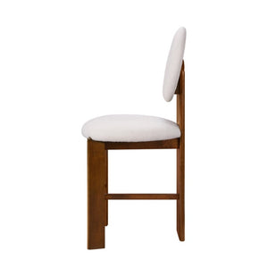 English Elm Kala Mid-Century Rubberwood Boucle Counter Stools Walnut Finish for Kitchen Islands N775P446354W