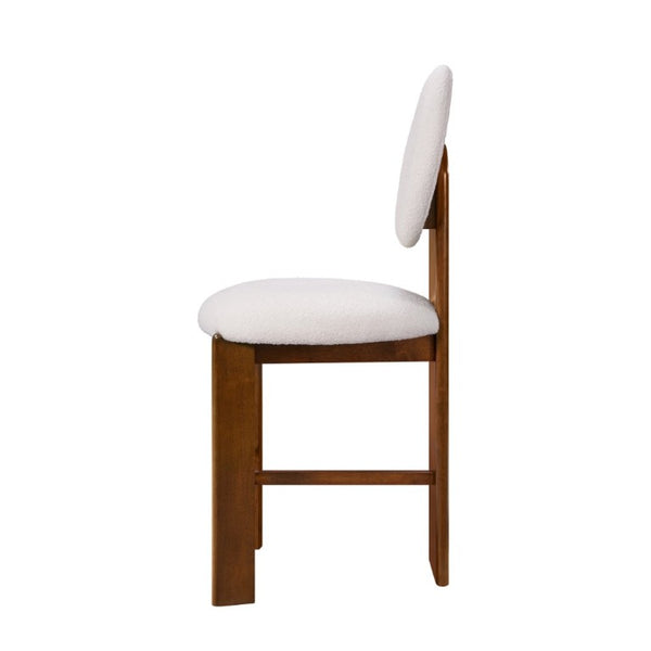 English Elm Kala Mid-Century Rubberwood Boucle Counter Stools Walnut Finish for Kitchen Islands N775P446354W