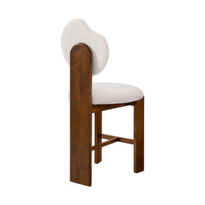 English Elm Kala Mid-Century Rubberwood Boucle Counter Stools Walnut Finish for Kitchen Islands N775P446354W