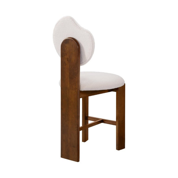 English Elm Kala Mid-Century Rubberwood Boucle Counter Stools Walnut Finish for Kitchen Islands N775P446354W