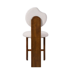 English Elm Kala Mid-Century Rubberwood Boucle Counter Stools Walnut Finish for Kitchen Islands N775P446354W