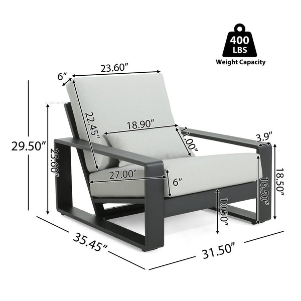 English Elm La Plata Powder-coated Aluminum Lounge Chair Ergonomic Patio Sunroom Seating N775P448538B