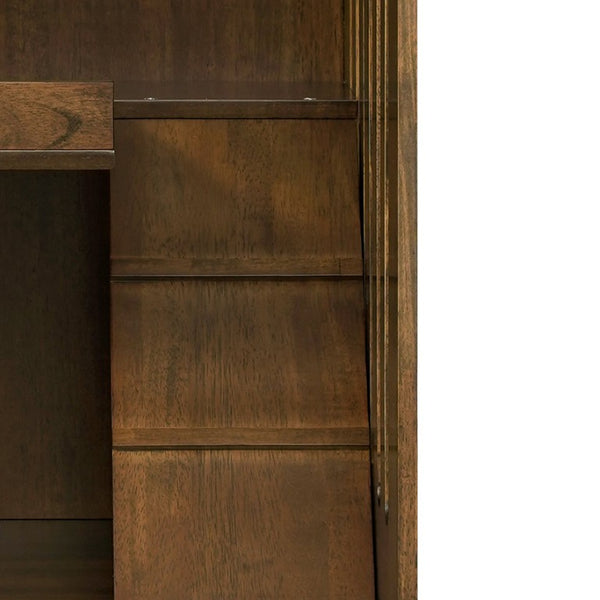 English Elm Basia Solid Rubberwood Cat Cabinet with Lockable Door Multi-Level Perches Oak Finish N775P450587B