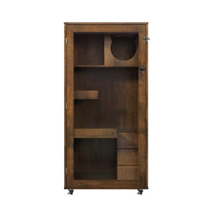 English Elm Basia Solid Rubberwood Cat Cabinet with Lockable Door Multi-Level Perches Oak Finish N775P450587B