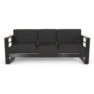 English Elm Giovanna Outdoor 3 Seat Sofa with Aluminum Frame and Slatted Wood Composite Accents N775P450867B
