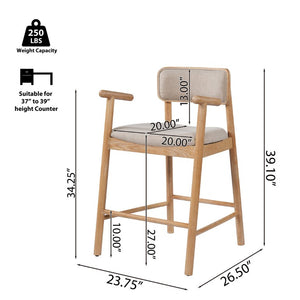 English Elm Alaya Rubberwood Counter Stools Set of 2 with Padded Seats for Kitchen Islands N775P458330N