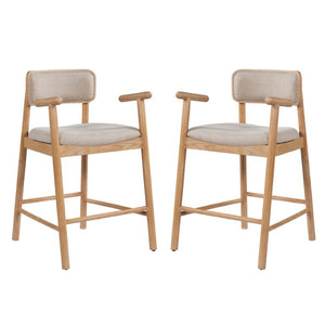 English Elm Alaya Rubberwood Counter Stools Set of 2 with Padded Seats for Kitchen Islands N775P458330N