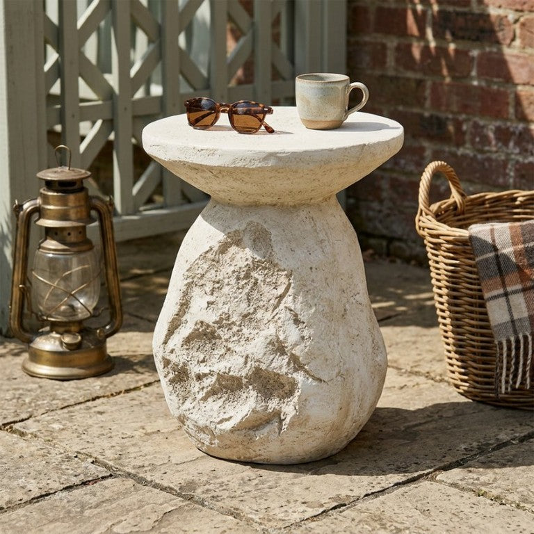 English Elm Clare Outdoor MGO Sculptural Pear Form Side Table Weather Resistant Patio Accent N775P460968B