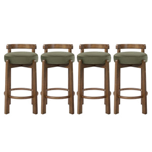 English Elm Elise Mid-Century Rubberwood Counter Stools with Velvet Seats and Ring Footrest Set of 4 N775P460974G-S4