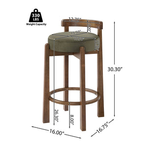 English Elm Elise Rubberwood Counter Stools with Ring Footrest Velvet Seat Set of 2 Walnut N775P460974G