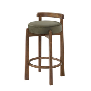 English Elm Elise Rubberwood Counter Stools with Ring Footrest Velvet Seat Set of 2 Walnut N775P460974G