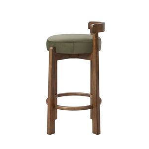English Elm Elise Rubberwood Counter Stools with Ring Footrest Velvet Seat Set of 2 Walnut N775P460974G