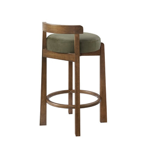 English Elm Elise Rubberwood Counter Stools with Ring Footrest Velvet Seat Set of 2 Walnut N775P460974G