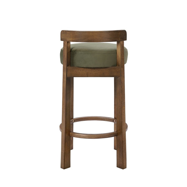 English Elm Elise Rubberwood Counter Stools with Ring Footrest Velvet Seat Set of 2 Walnut N775P460974G