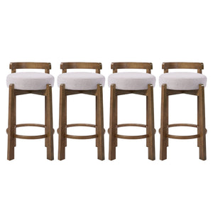 English Elm Elise Rubberwood Counter Stools Set of 4 with Ring Footrest and Linen Cushioned Seats N775P460974I-S4