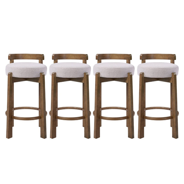 English Elm Elise Rubberwood Counter Stools Set of 4 with Ring Footrest and Linen Cushioned Seats N775P460974I-S4
