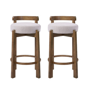 English Elm Elise Rubberwood Counter Stools Set of 2 with Ring Footrest and Linen Cushioned Seats N775P460974I