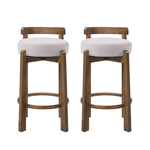 English Elm Elise Rubberwood Counter Stools Set of 2 with Ring Footrest and Linen Cushioned Seats N775P460974I