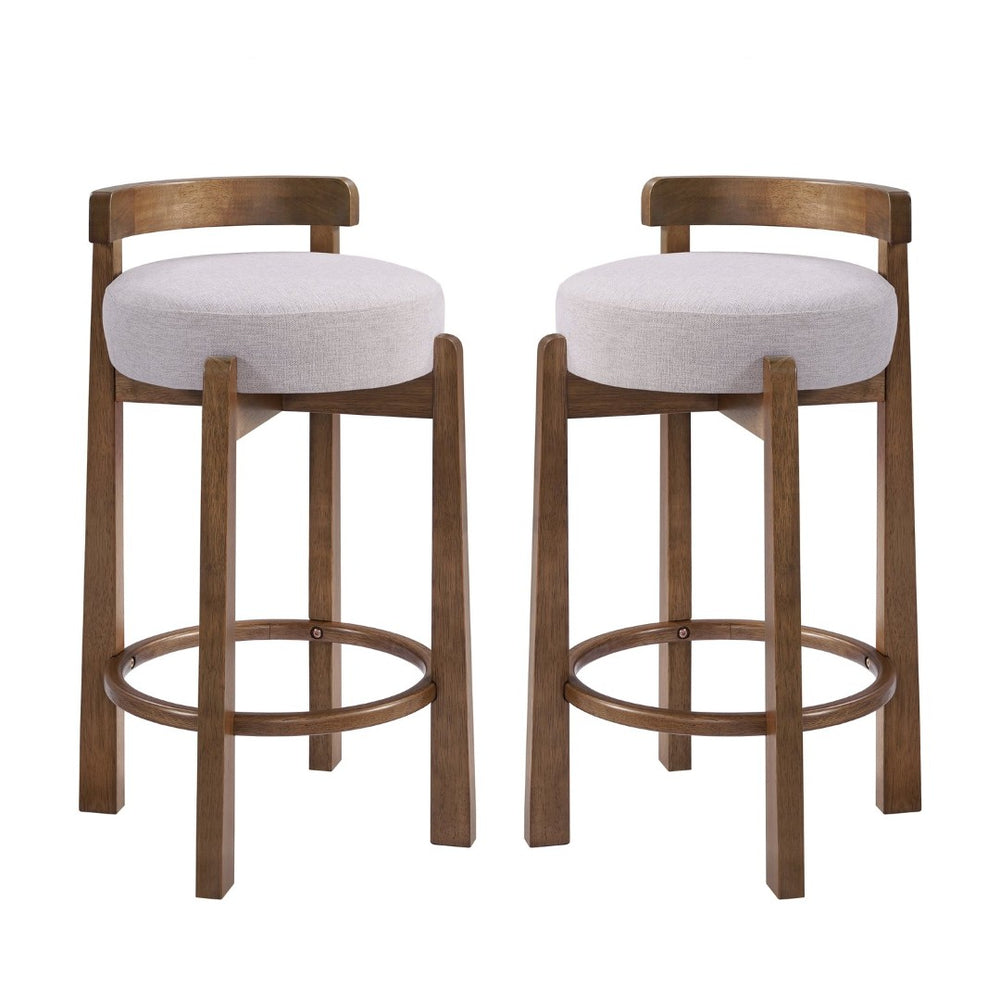 English Elm Elise Rubberwood Counter Stools Set of 2 with Ring Footrest and Linen Cushioned Seats N775P460974I