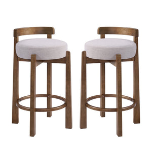 English Elm Elise Rubberwood Counter Stools Set of 2 with Ring Footrest and Linen Cushioned Seats N775P460974I