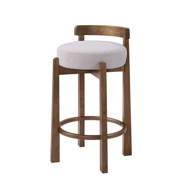 English Elm Elise Rubberwood Counter Stools Set of 2 with Ring Footrest and Linen Cushioned Seats N775P460974I