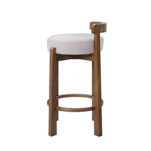 English Elm Elise Rubberwood Counter Stools Set of 2 with Ring Footrest and Linen Cushioned Seats N775P460974I
