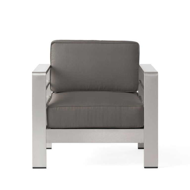 English Elm Cape Coral Outdoor Club Chair Brushed Aluminum Frame with Padded Weather-Resistant Cushion N775P463307S