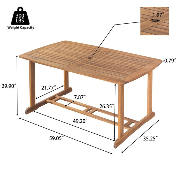 English Elm Bayside Acacia Wood Outdoor Dining Set Seven Piece Teak Patio Table with Six Armchairs N775P469247T-6_N775P469251T