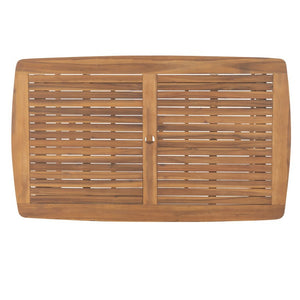 English Elm Bayside Solid Acacia Outdoor Dining Table Teak Finish Slatted Top with Umbrella Hole N775P469251T