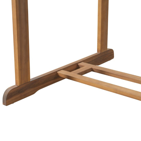 English Elm Bayside Solid Acacia Outdoor Dining Table Teak Finish Slatted Top with Umbrella Hole N775P469251T