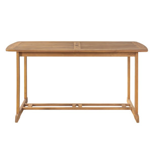 English Elm Bayside Solid Acacia Outdoor Dining Table Teak Finish Slatted Top with Umbrella Hole N775P469251T