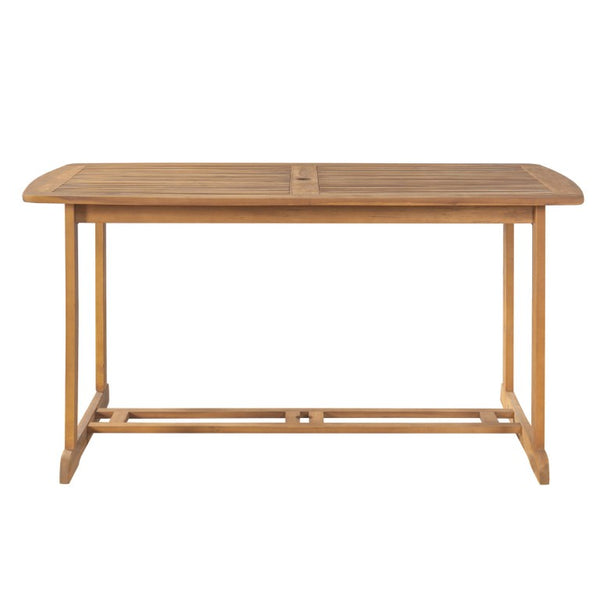 English Elm Bayside Solid Acacia Outdoor Dining Table Teak Finish Slatted Top with Umbrella Hole N775P469251T