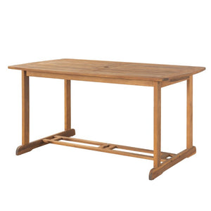 English Elm Bayside Solid Acacia Outdoor Dining Table Teak Finish Slatted Top with Umbrella Hole N775P469251T