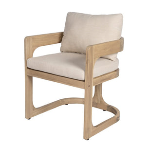 English Elm Aiden Acacia Hardwood Outdoor Dining Set Six Cushioned Sled Arm Chairs Patio Natural Light Teak N775P484202N-S6_N775P235144G