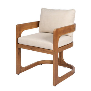 English Elm Aiden Acacia Hardwood Outdoor Dining Set Six Cushioned Sled Arm Chairs Patio Teak N775P484202T-S6_N775P235144T